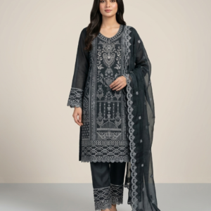 Royal Onyx Shadow Embroidered Premium Three-Piece Set